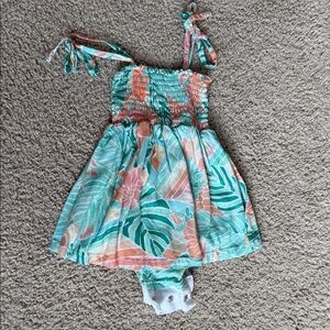 Kenny Flowers kids “Kiddy Flowers” Tropical Print Baby Dress with Bloomers